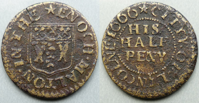 Lincoln, Enoch Malton 1666 halfpenny
